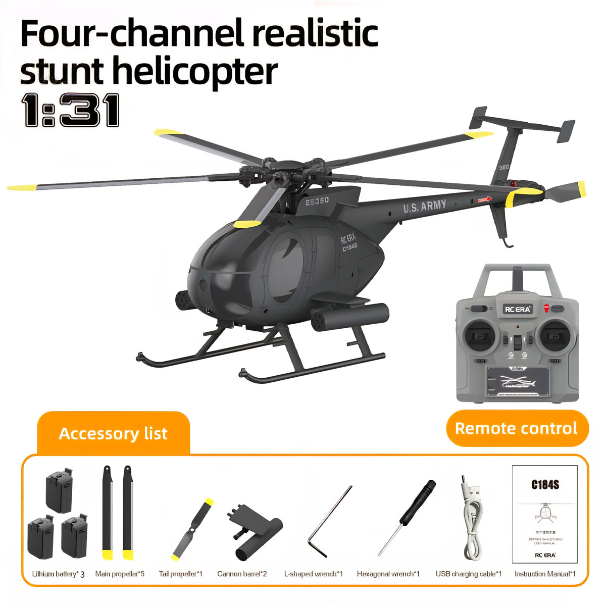 RC ERA C184S 6CH Scale Brushless Optical Flow RC Helicopter