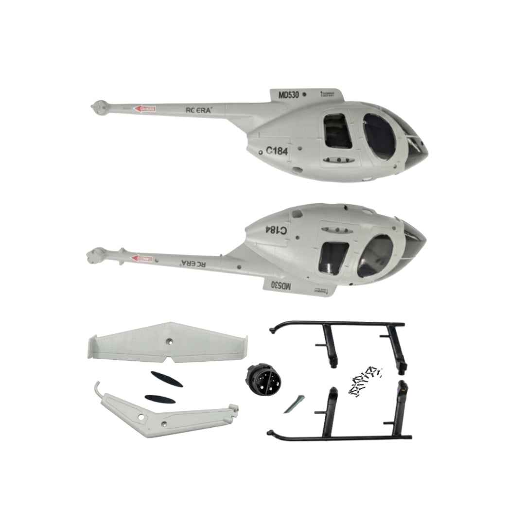Red & White Fuselage Canopy Body Shell Set for RC ERA C184 MD530 Helicopter（Red/Gray）