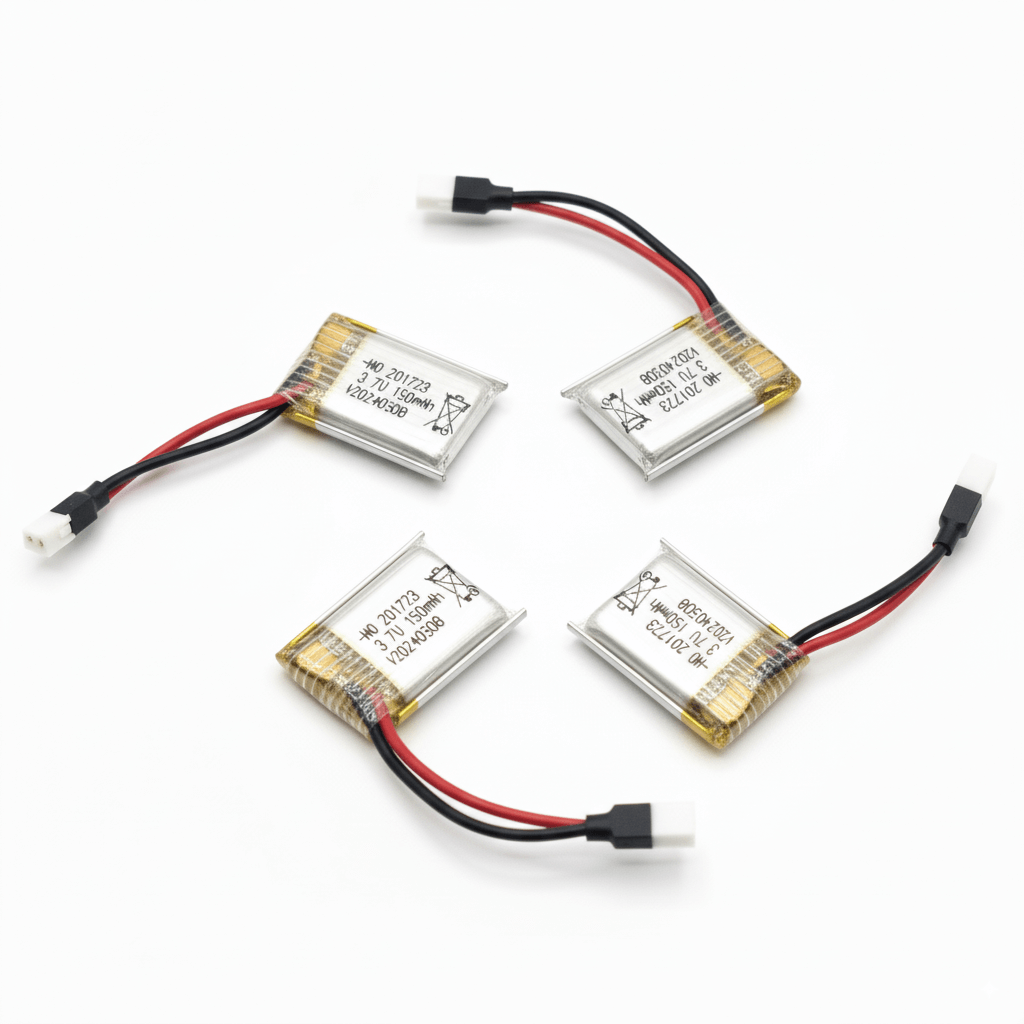 FX SU-35 RC Airplane 3.7V 150mAh 1S LiPo Battery (2/3/4 Pack) – four compact LiPo batteries for RC airplanes.