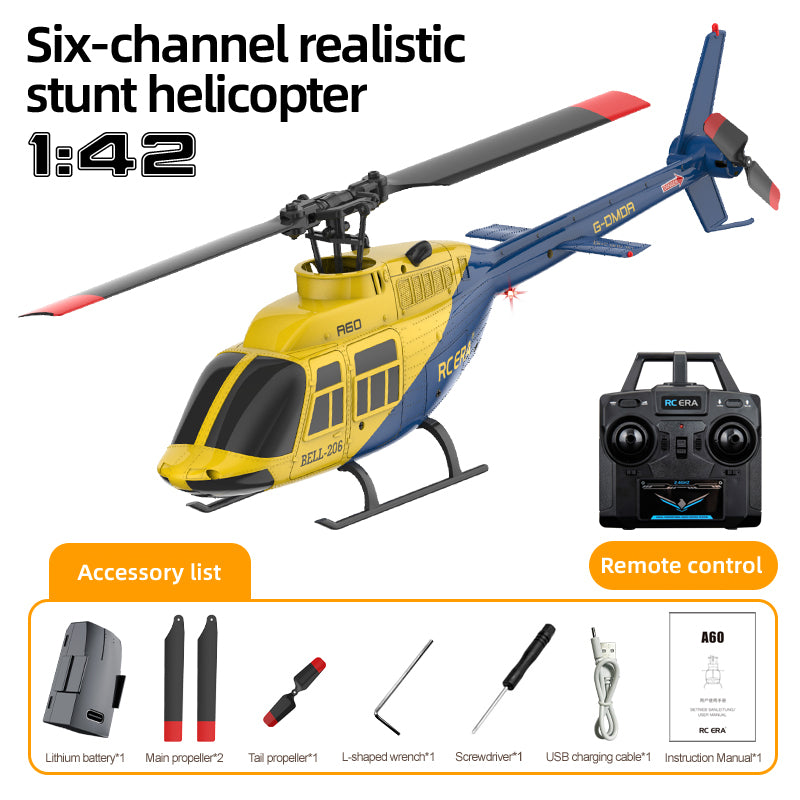 RC ERA A60 Bell-206 1:42 6CH Scale Helicopter with Optical Flow & Modular Battery | KIDS TOY LOVER