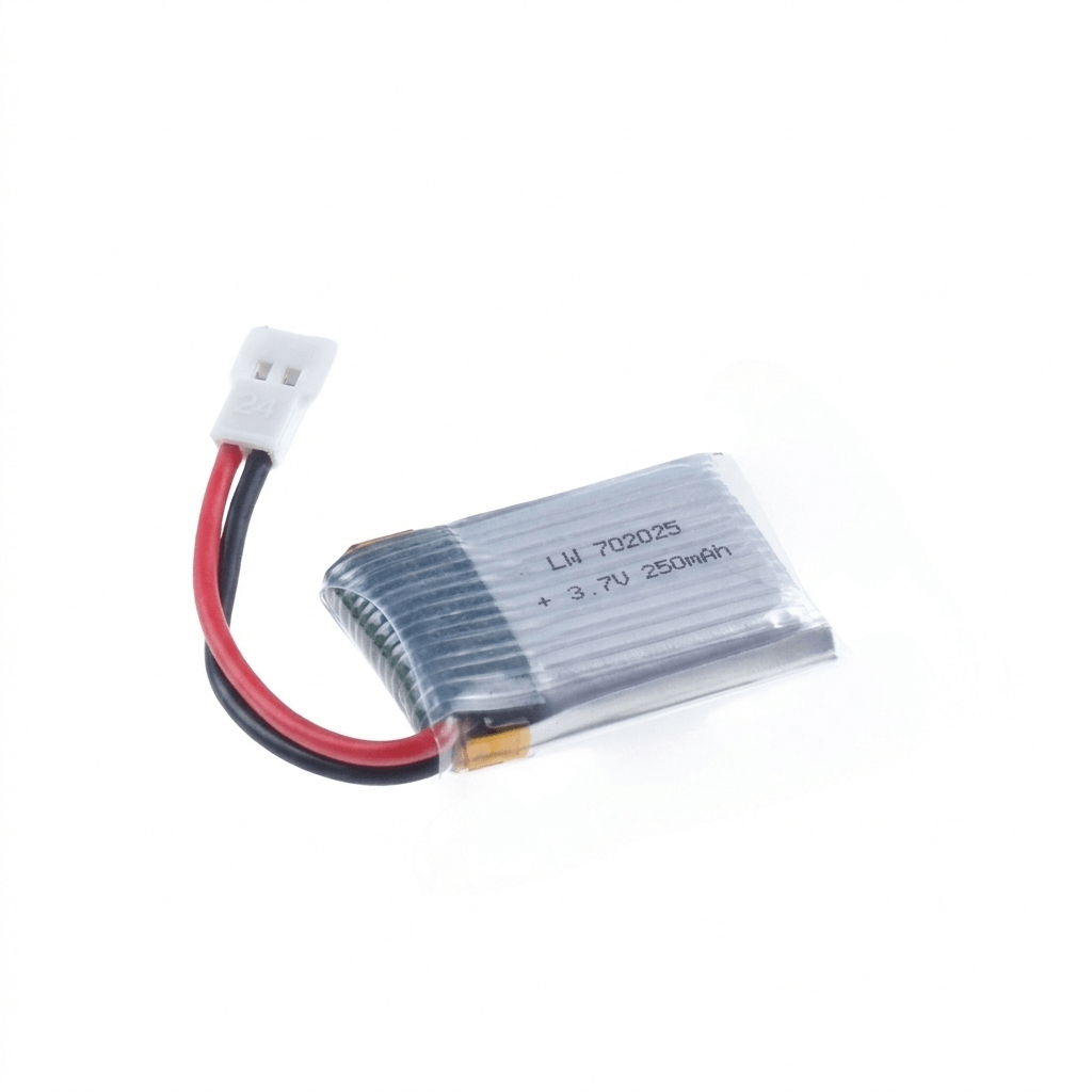 ZY-425 RC Aircraft replacement 3.7V 250mAh Lipo battery, size 20mm x 7mm, with white molex connector.