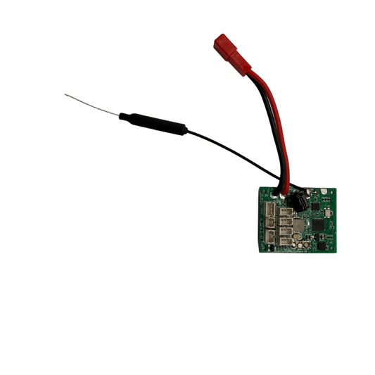 MOFLY P-51D and MF-A84 690mm RC Warbird 4-channel receiver board with gyro stabilization and servo ports.