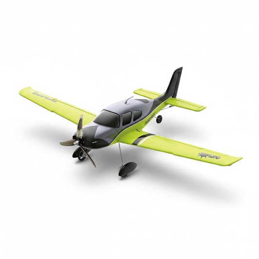 QIDI 580 SR22 4CH RC Plane fluorescent green version on white background, brushless motor, LED lights, EPP foam, landing gear