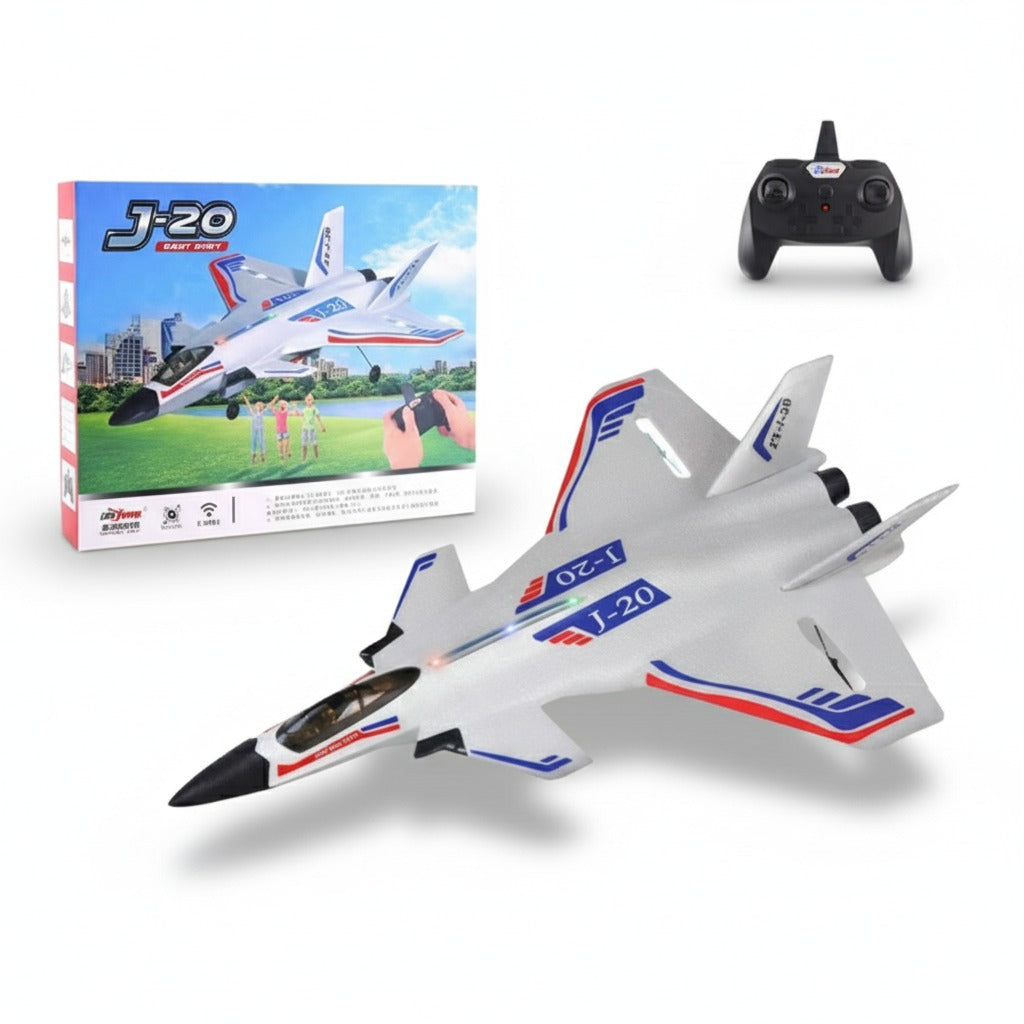 2.4GHz ZHIJIANG J20 RC Fighter Jet with Cool Lights - Remote Control Fixed-Wing Aircraft Made of Durable Foam | KIDS TOY LOVER