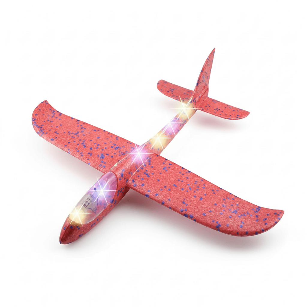 Giocattolo aliante in schiuma da 50 cm con luci a LED - Divertimento all'aperto con lancio a mano per bambini