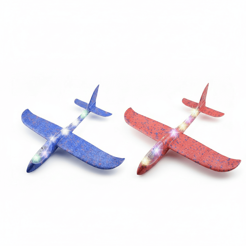 Giocattolo aliante in schiuma da 50 cm con luci a LED - Divertimento all'aperto con lancio a mano per bambini