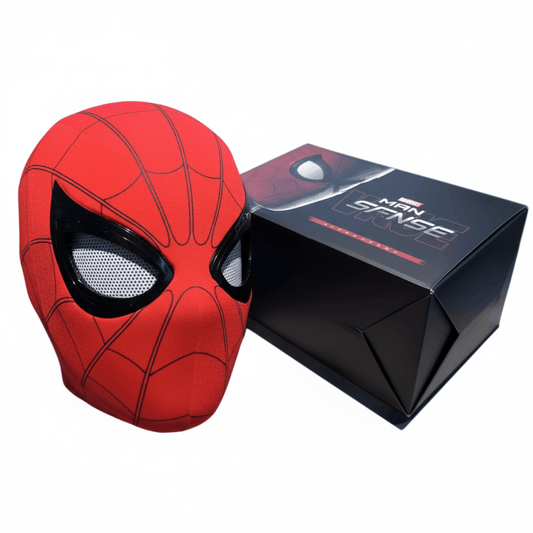 Spider-Man Electronic Mask, Moving Eyes, 1:1 RC Cosplay Helmet for Kids & Adults with box displaying Spidey design.