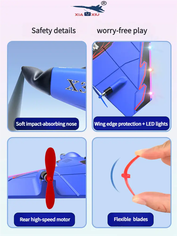 X320 Sea-Land-Air RC Glider EPP Foam Plane with LED Lights – Long Flight Time safety features and worry-free play details