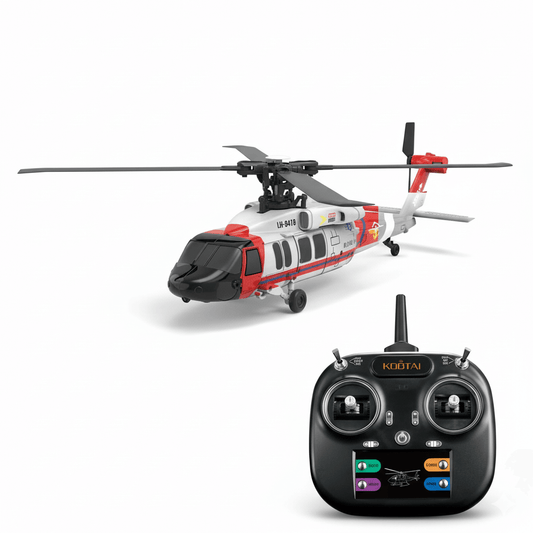 Kootai F05 Black Hawk brushless 4CH RC helicopter (Rescue Red/White) with transmitter, optical flow and altitude hold