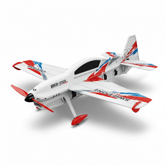 QIDI-550 3D Stunt RC Airplane with Brushless Motor, 6CH, One-Key Hover on a white background.