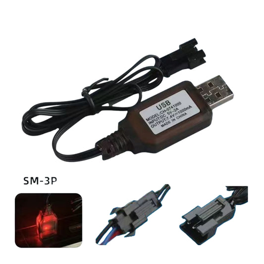 7.4V 2S Li-ion Battery USB Charger Cable with SM-3P Connector