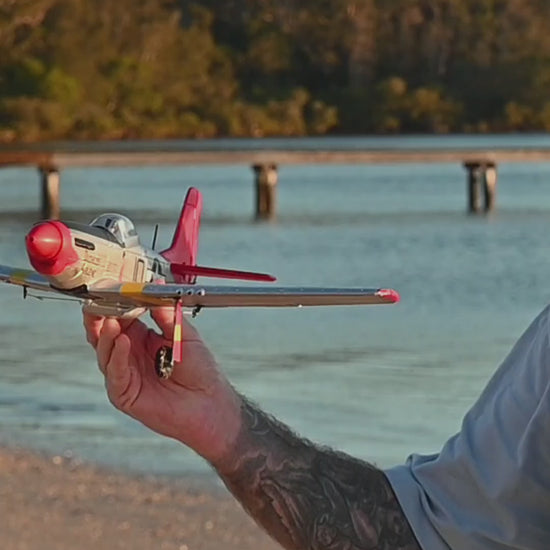 VolantexRC 761-5 P-51 Mustang RC airplane outdoor flight demonstration by Mitch Cooper