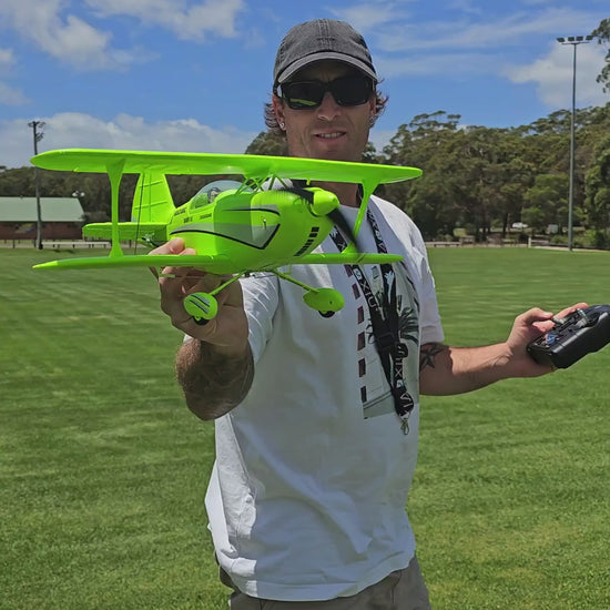 WLtoys A310 Beech D17S RC biplane close-up and outdoor flight demonstration by Mitch Cooper