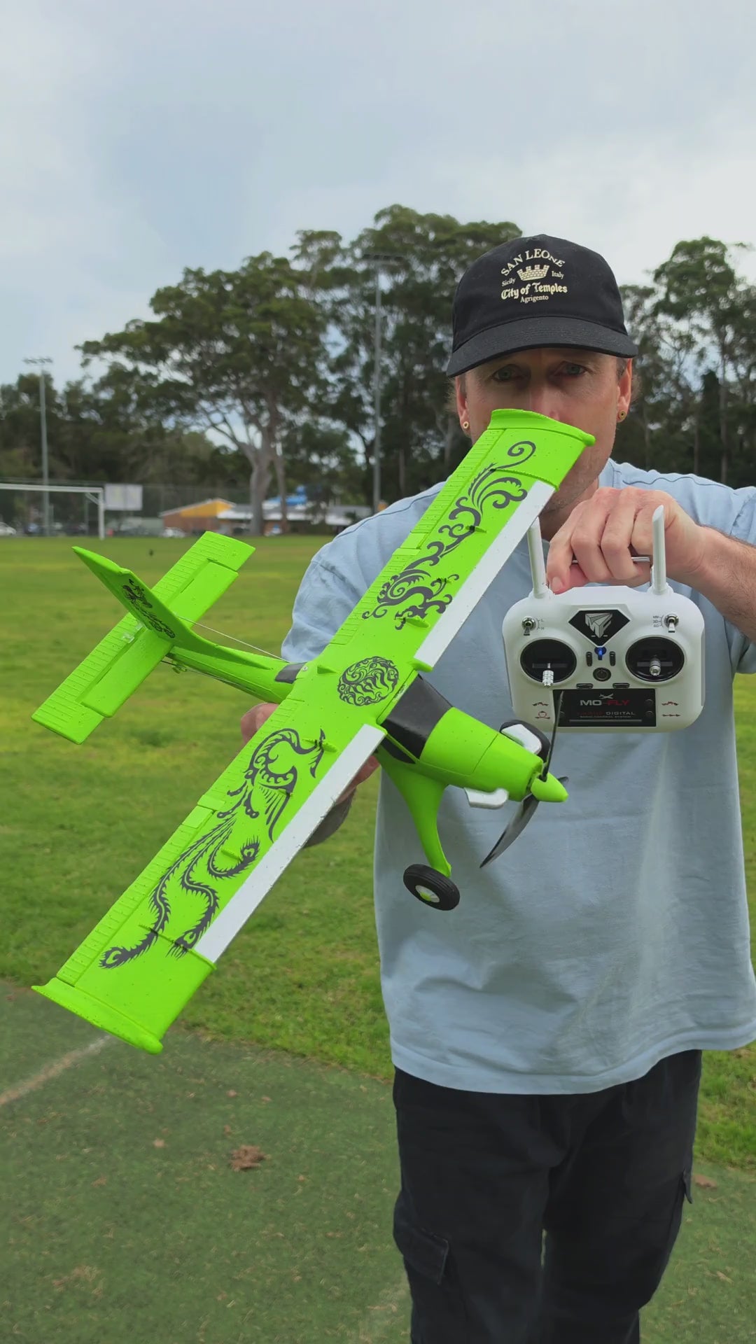 MF-X7 Dragon RC airplane close-up and outdoor flight demonstration by Mitch Cooper