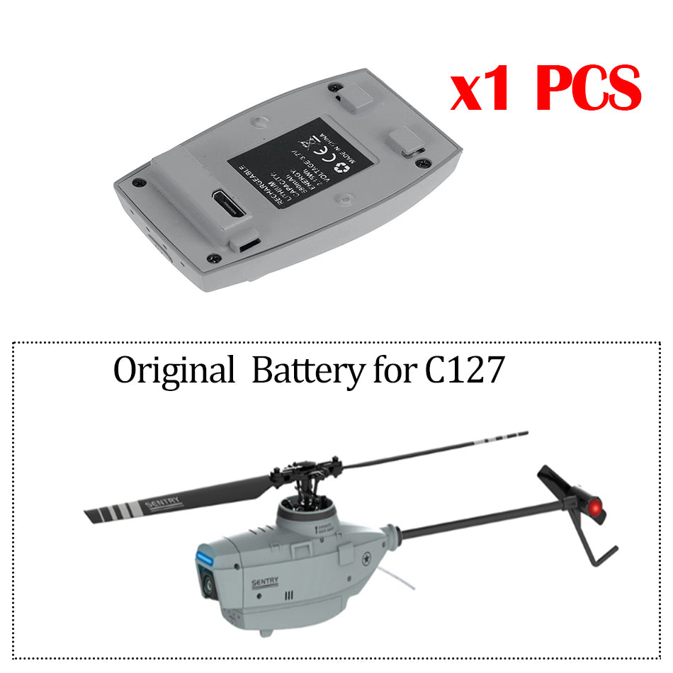 One C127 replacement battery with C127 helicopter shown for compatibility reference; helicopter not included