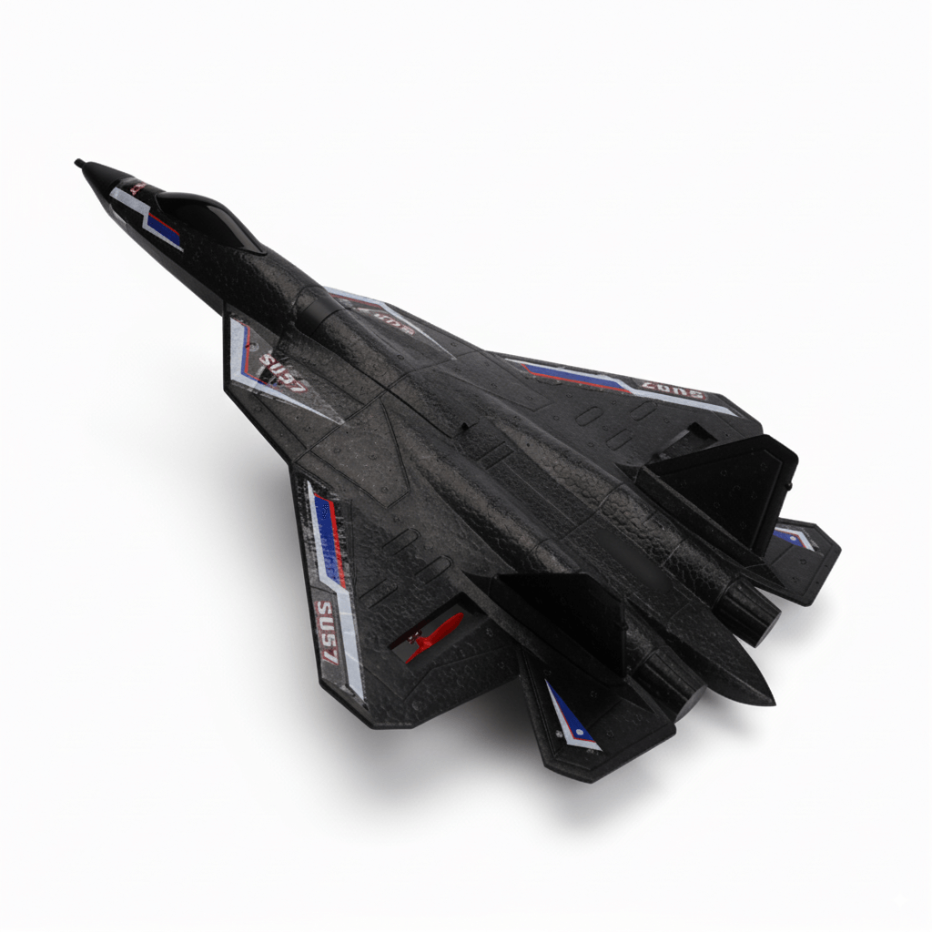 SU57 RC Plane: 2.4G Light-Up Foam Aircraft for Kids - Hand Thrown, Fixed Wing Toy top view