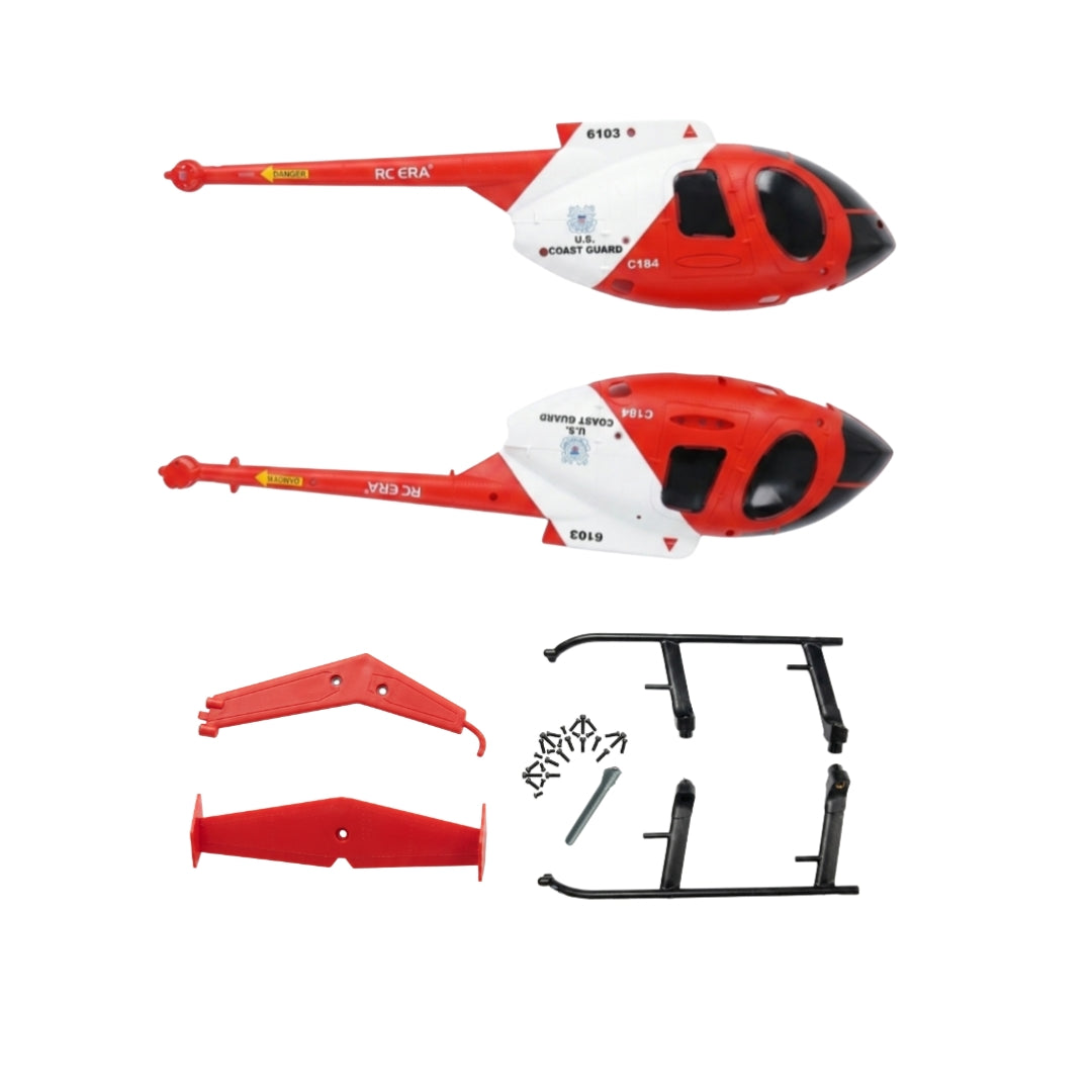 Red & White Fuselage Canopy Body Shell Set for RC ERA C184 MD530 Helicopter（Red/Gray）