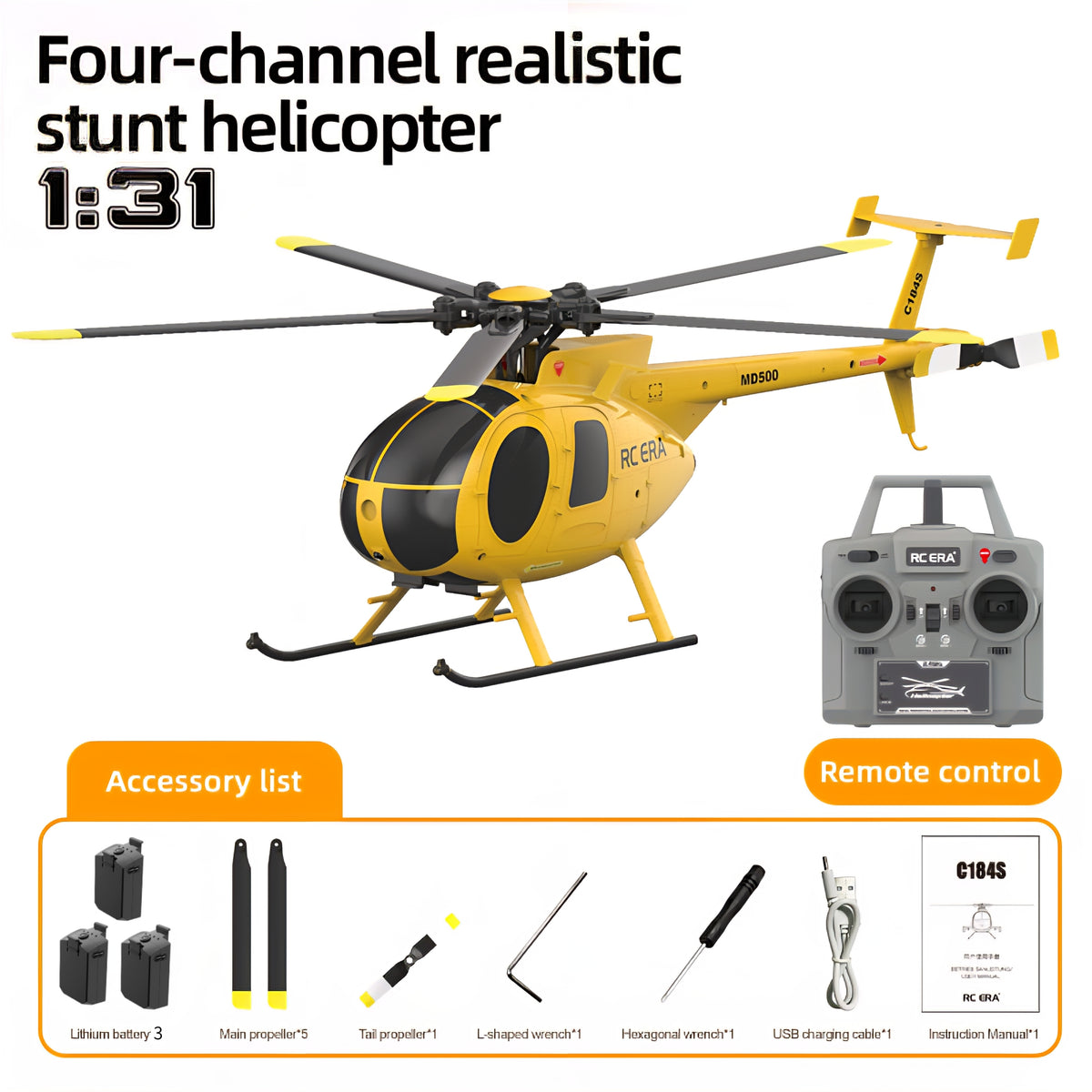RC ERA C184S 6CH Scale Brushless Optical Flow RC Helicopter