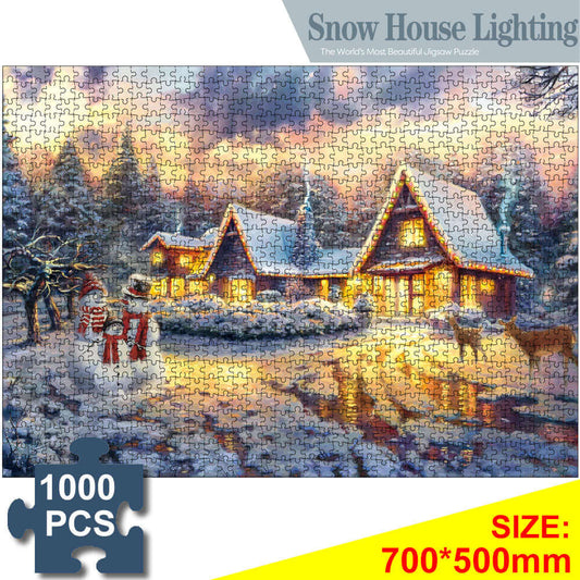 Kidstoylover: 1000 piezas de nieve casa iluminación rompecabezas