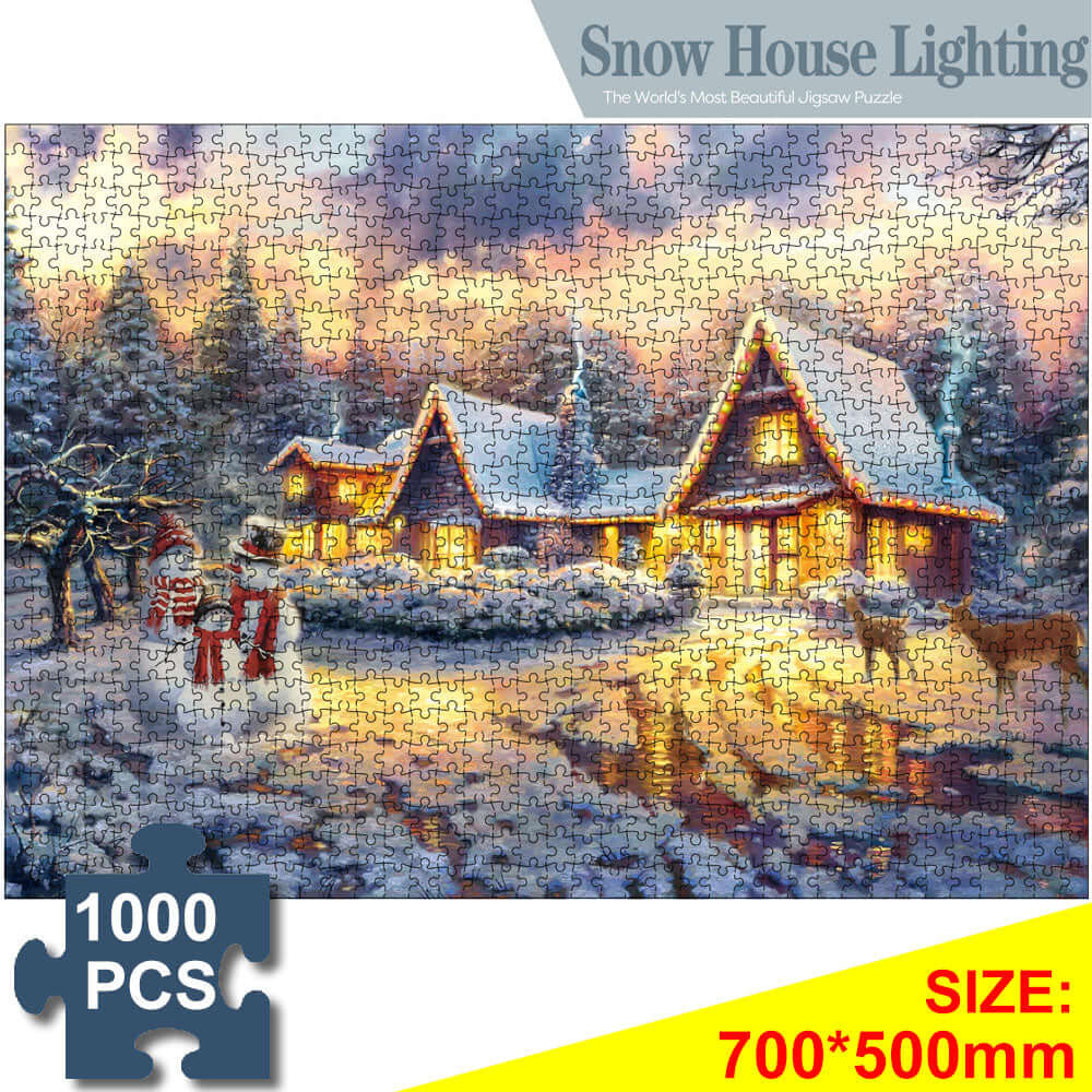 Kidstoylover: 1000 piezas de nieve casa iluminación rompecabezas