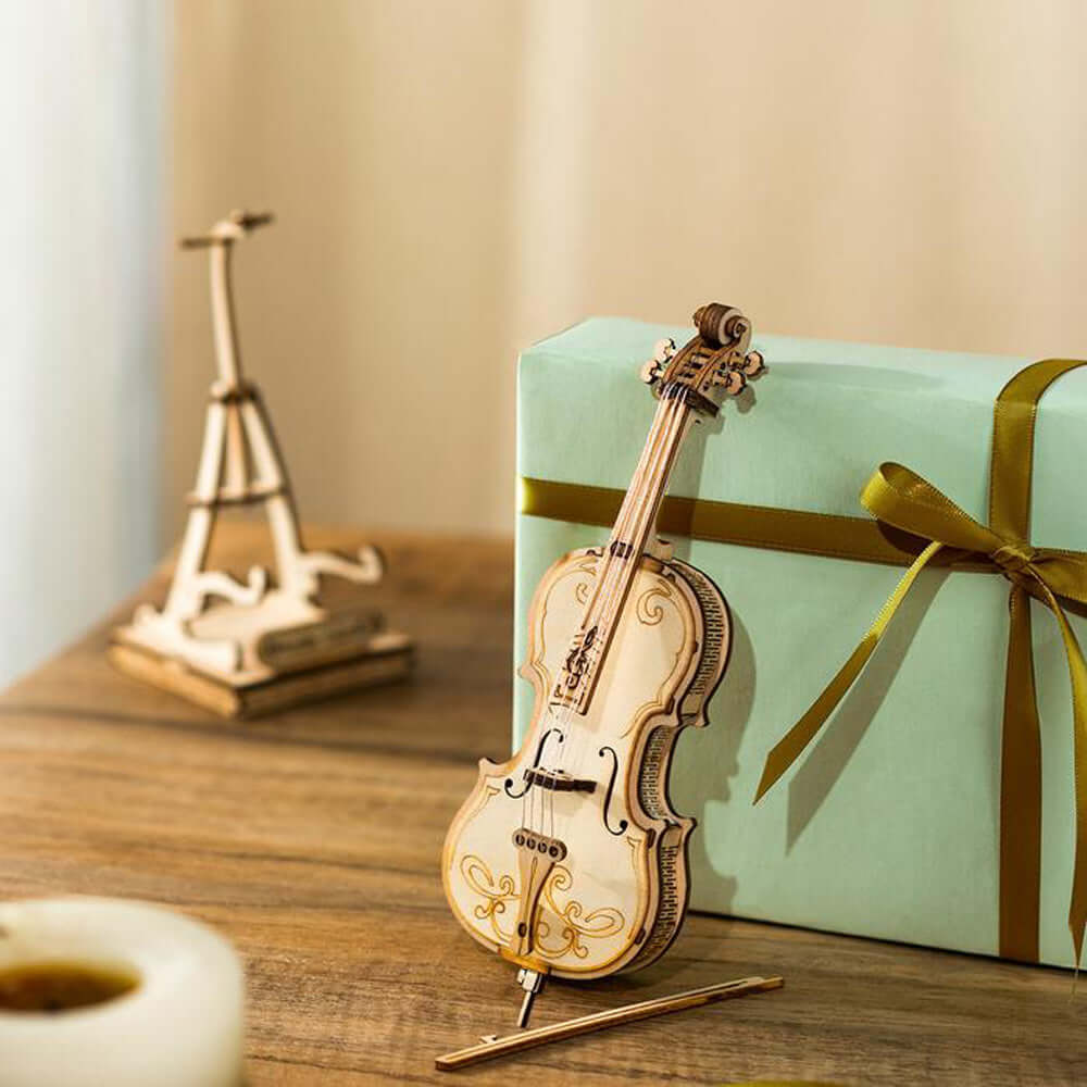 Modello puzzle in legno violoncello 3D elegante fai da te-Kidstoylover