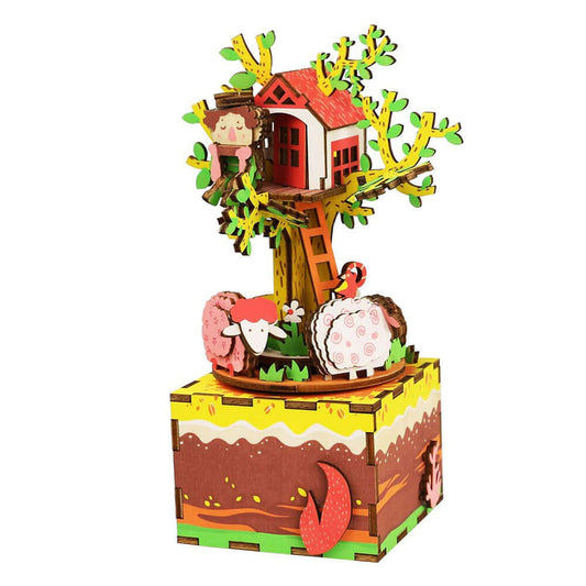 صندوق موسيقى منزلي ثلاثي الأبعاد من Robotime-لغز خشبي. KidsToyLover