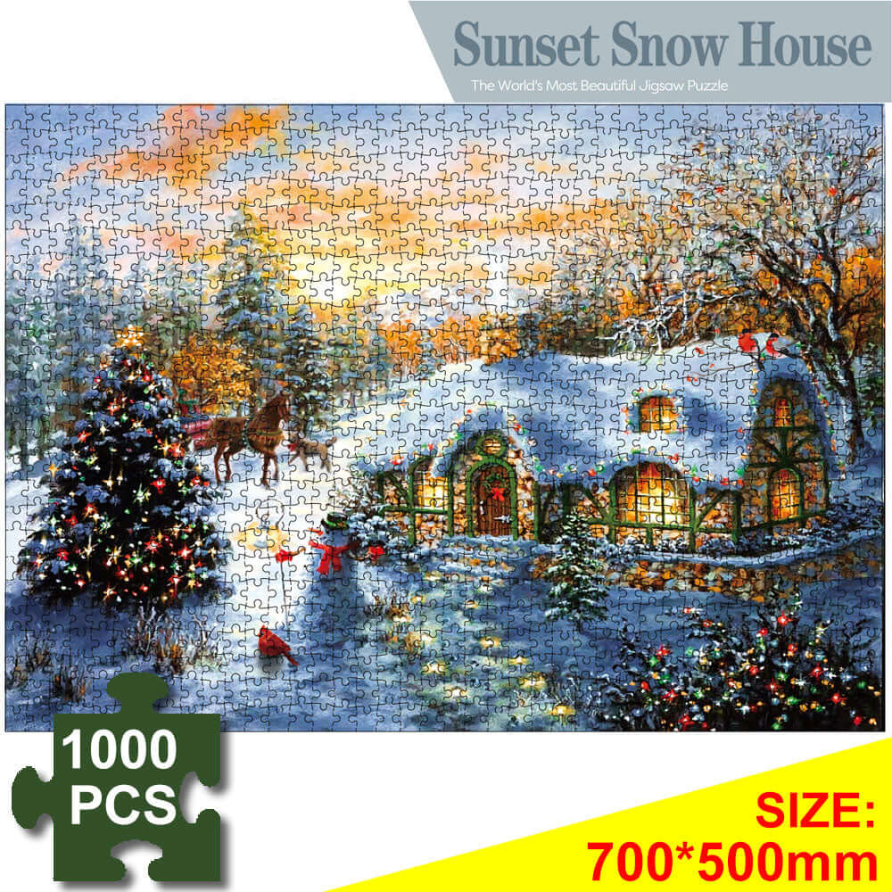 Kidstoylover: 1000-Piece Sunset Snow House Puzzle