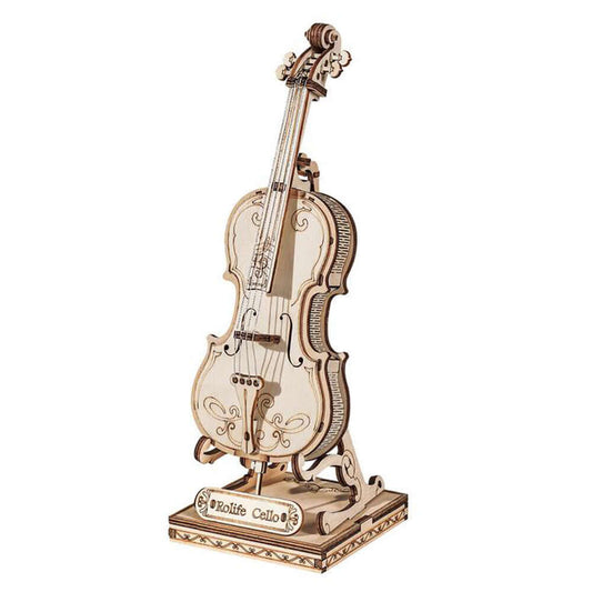 Elegante DIY 3D Cello Modelo de Quebra-cabeça de Madeira - Kidstoylover
