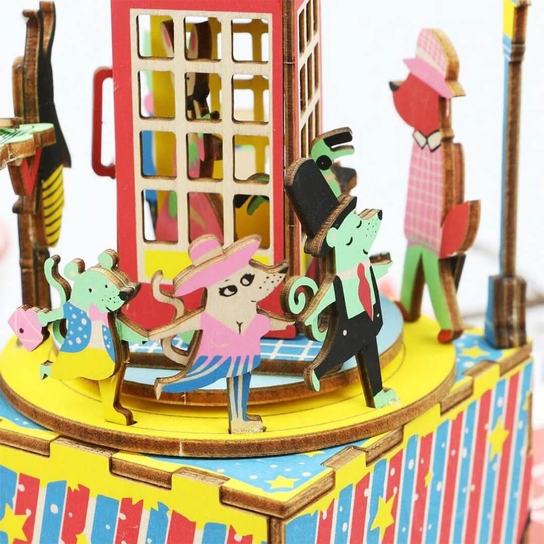 Cabina de teléfono de música Kidstoylover: ROBOTIME 3D rompecabezas de madera