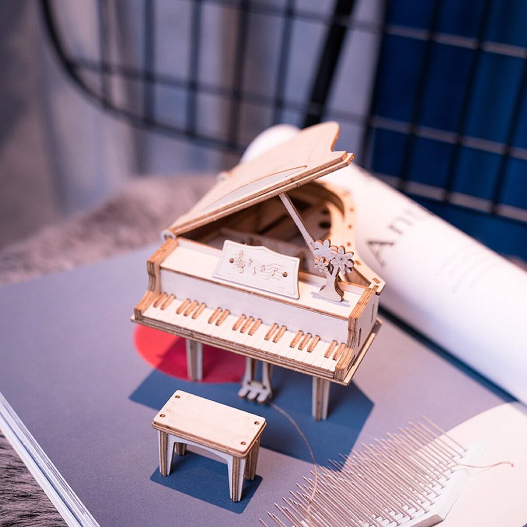 ग्रैंड पियानो 3 डी पहेली किट | किस्टायप्रेमी-आकर्षक लकड़ी मॉडल