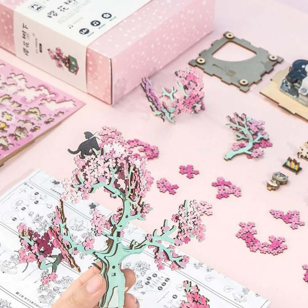 로보 타임 롤 라이프 벚꽃 나무 음악 상자 퍼즐 | 키즈 토이 오버