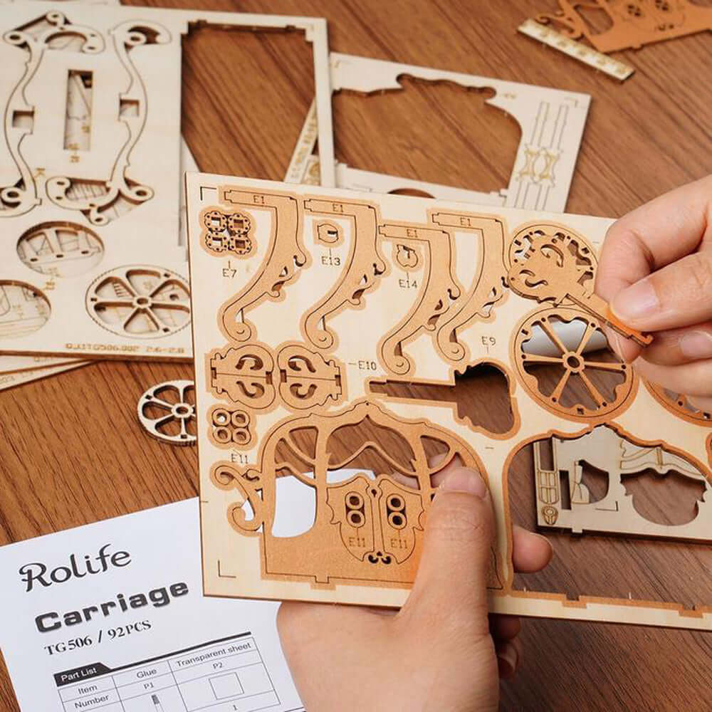 DIY 3Dクラシックキャリッジ木制パズル | Kidstoylover