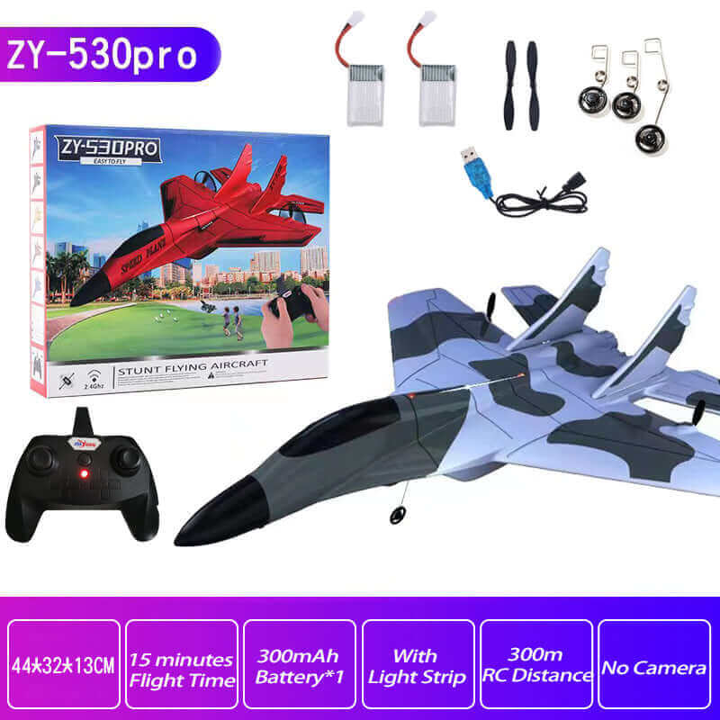 kidstoylover 2.4G Glider RC Drone 530 components and accessories displayed