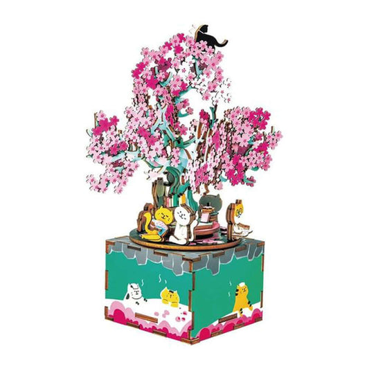 Robotime Rolife pohon sakura kotak musik teka-teki | KidsToyLover