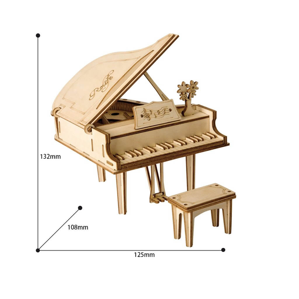 ग्रैंड पियानो 3 डी पहेली किट | किस्टायप्रेमी-आकर्षक लकड़ी मॉडल