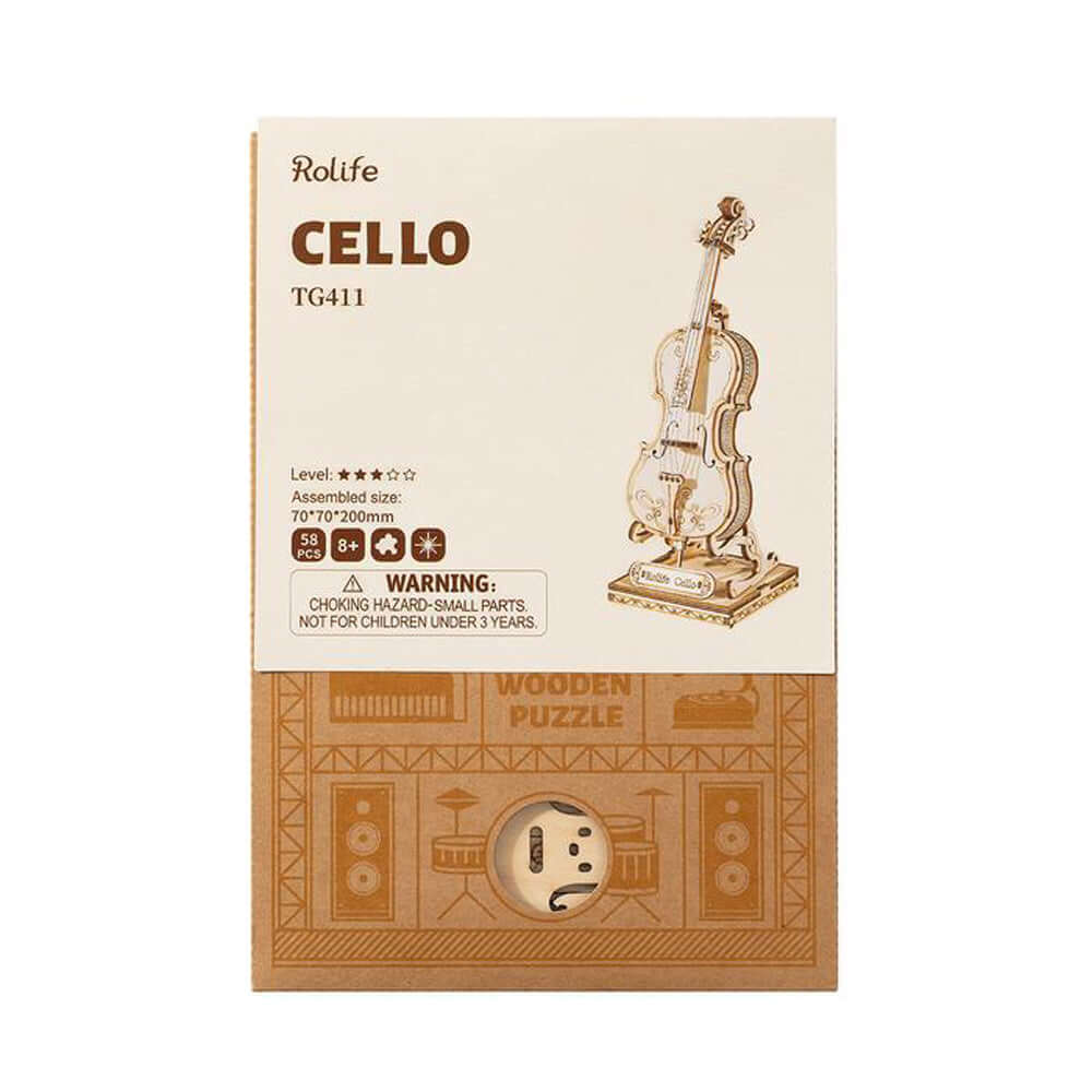 Elegan DIY 3D Cello kayu Model teka-teki-Kidstoylover