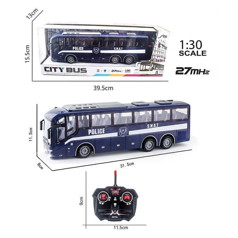 Experience the Fun of City Tours with Our 1/30 RC Bus Electric Remote Control Car for Boys and Kids - Comes with Lights and 27Mhz Radio Control