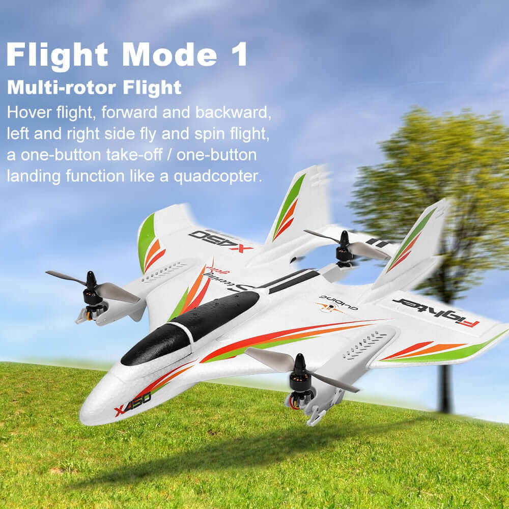 WLtoys XK X450 2.4G 6CH 3D/6G RC Airplane Brushless Vertical Takeoff LED RC Glider Fixed Wing RC Aircraft RTF RC Toy for Kid | KidsToyLover