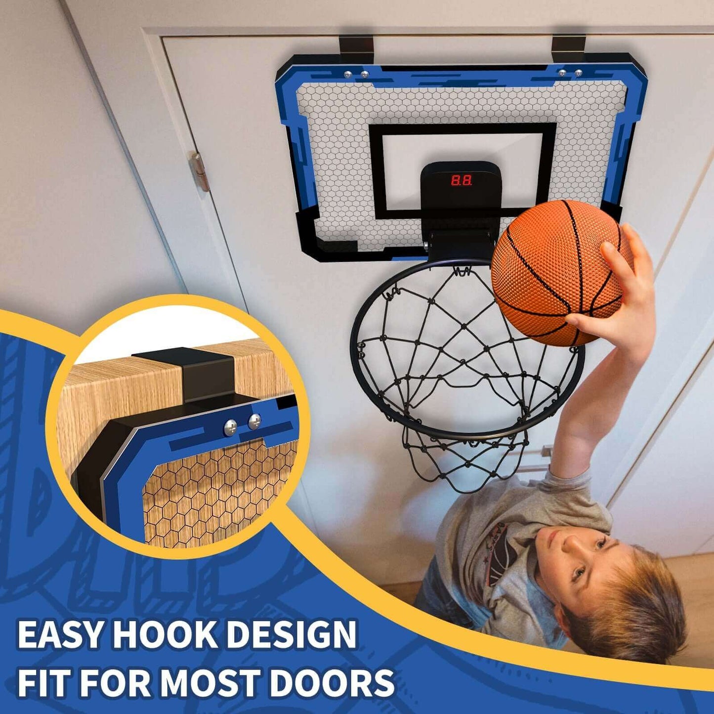Fun and Active Playtime for Kids with our Foldable Wall-Mounted Basketball Hoop and Ball Set