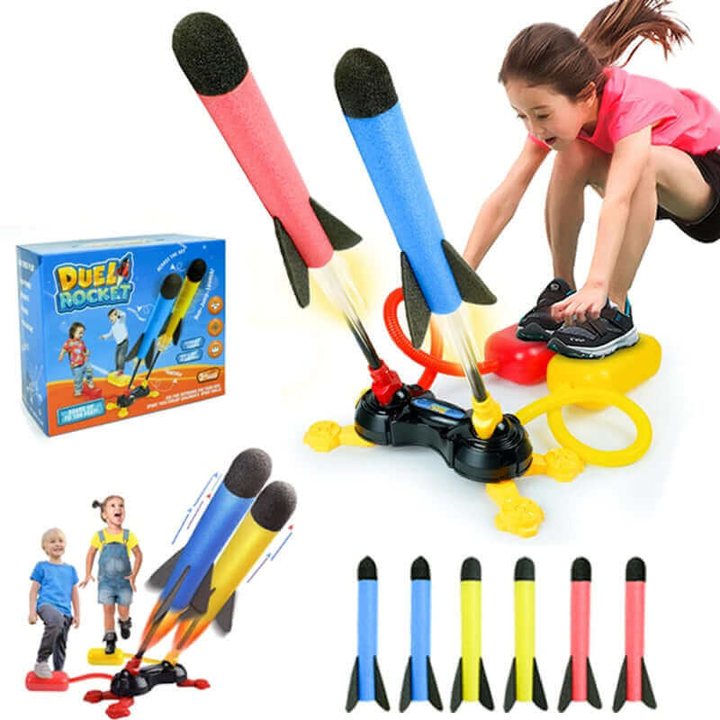 Erleben Sie schwebenden Spaß mit dem sicheren und langlebigen Kid Air Rocket Foot Launcher-Spielzeug für Outdoor-Sportarten und Sprungspiele – perfekt für Kinder und Erwachsene