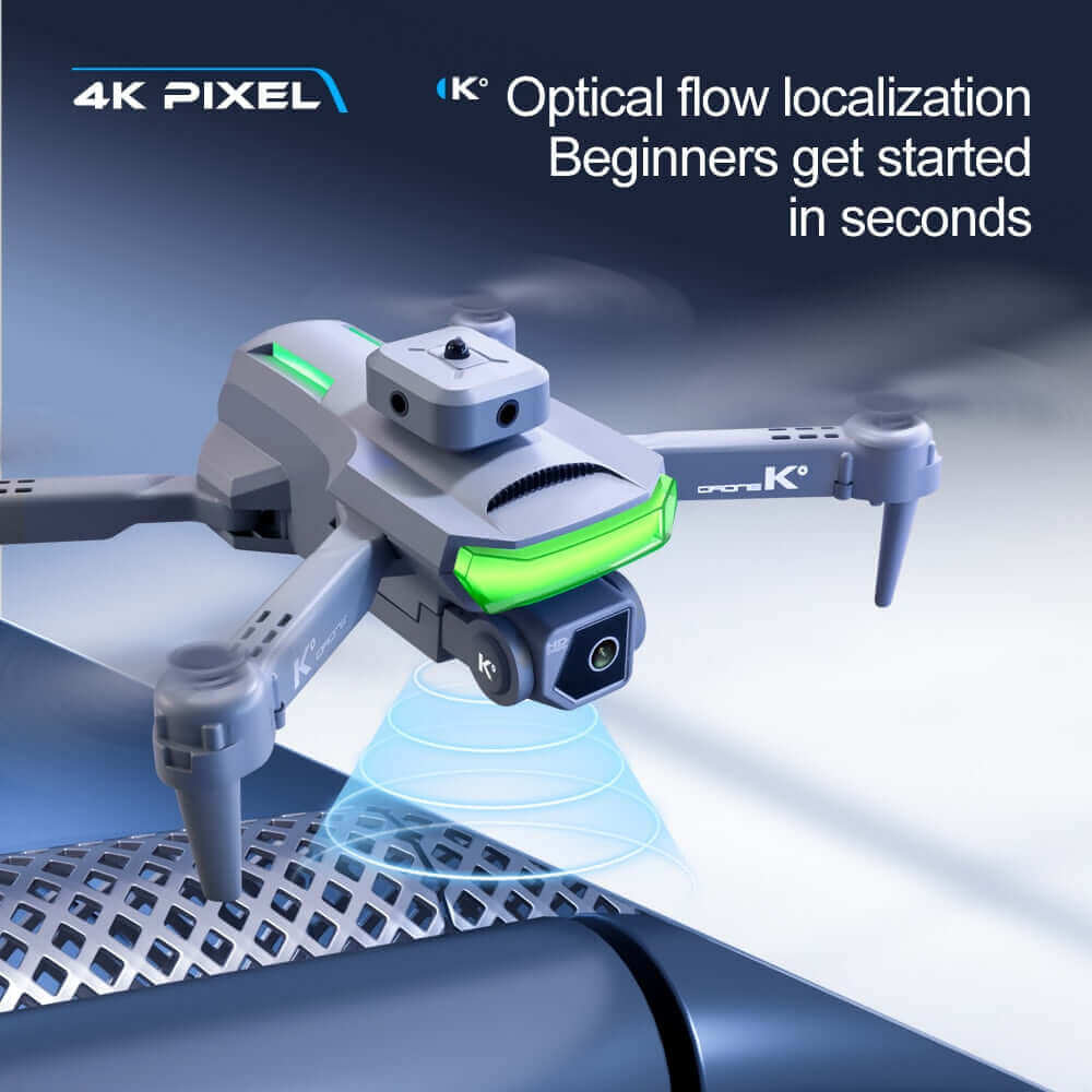 Drone per fotografia aerea 4K a doppia lente K-HD - Giocattolo quadricottero RC con posizionamento del flusso ottico