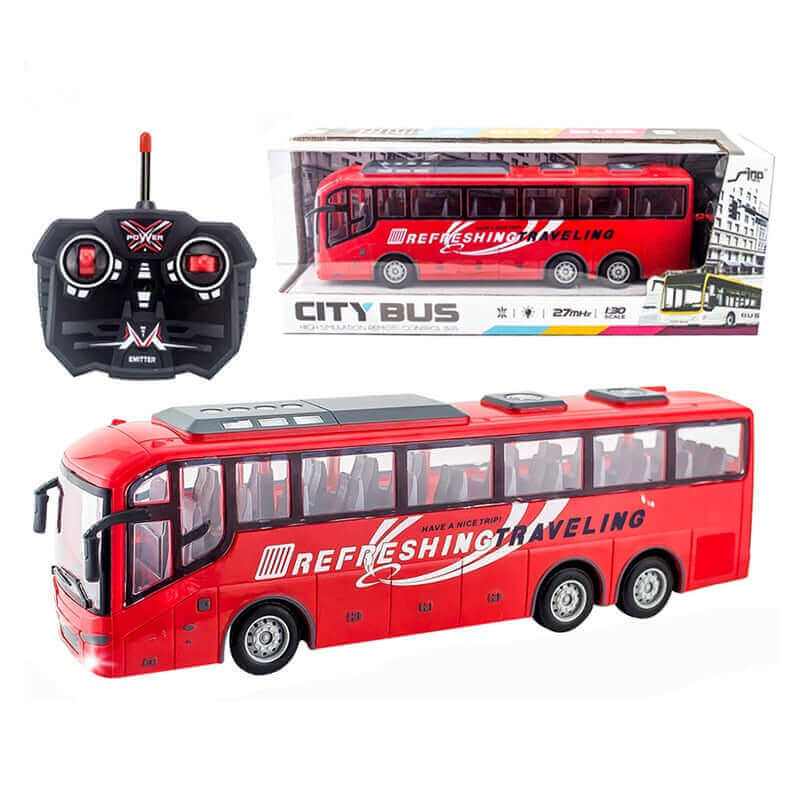 Experience the Fun of City Tours with Our 1/30 RC Bus Electric Remote Control Car for Boys and Kids - Comes with Lights and 27Mhz Radio Control