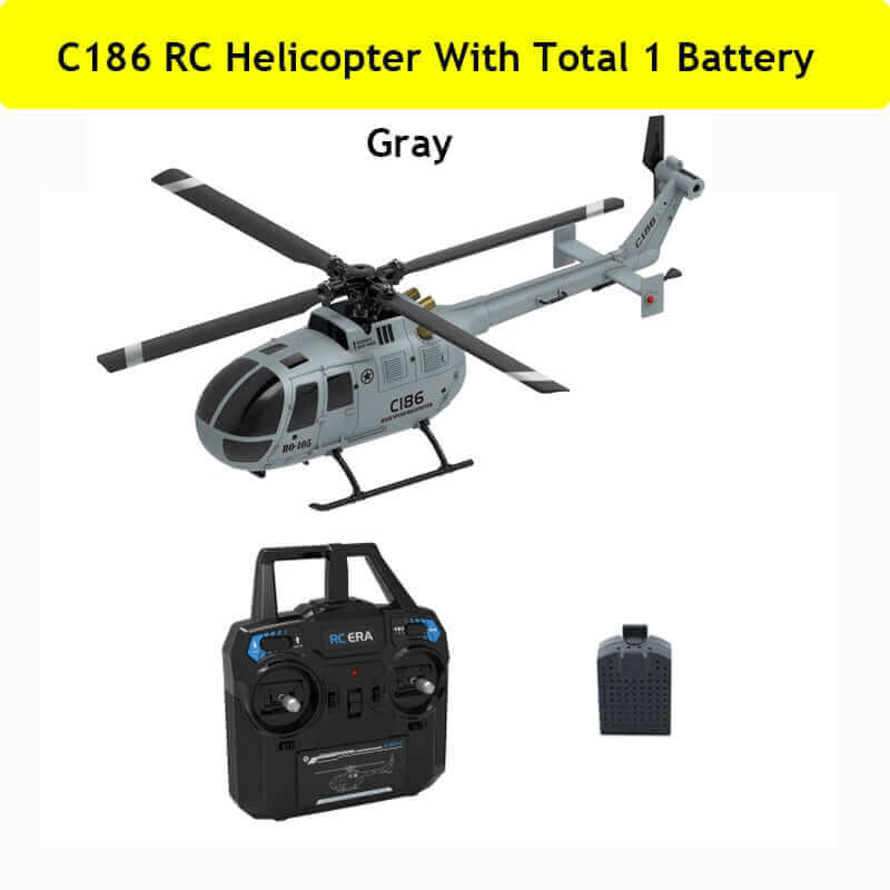 Hélicoptère RC C186 2.4G - 4 hélices, gyroscope 6 axes, stabilisation de la hauteur de la pression atmosphérique