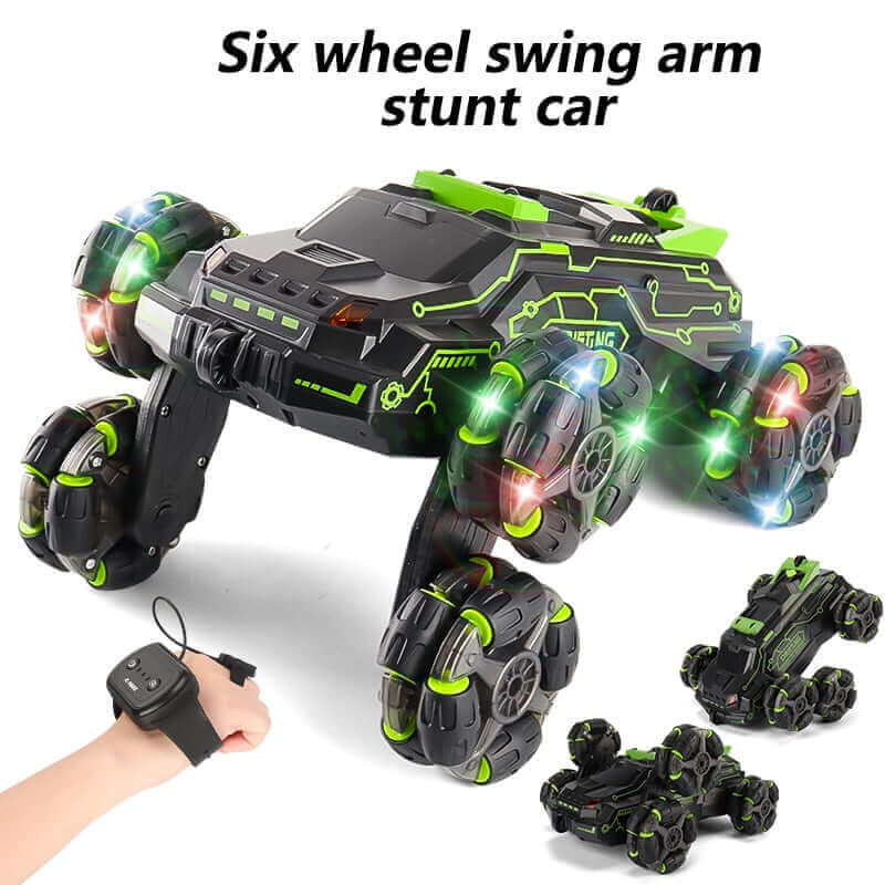 Six Wheel Spray RC Stunt Car | 4WD Swing Arm Drift Vehicle | Gesture Induction Deformation Remote Control Car with Light | Boy RC Toys