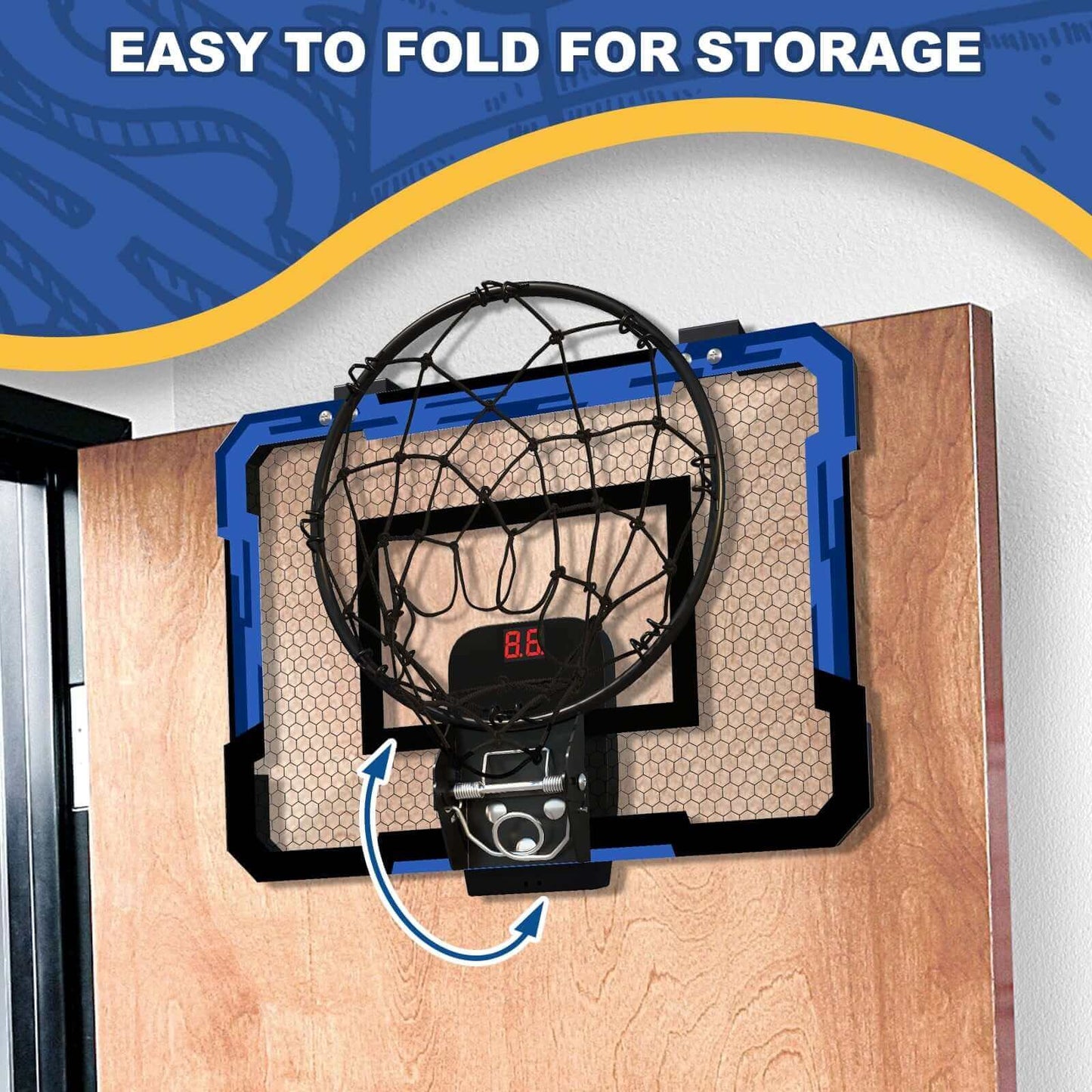 Fun and Active Playtime for Kids with our Foldable Wall-Mounted Basketball Hoop and Ball Set