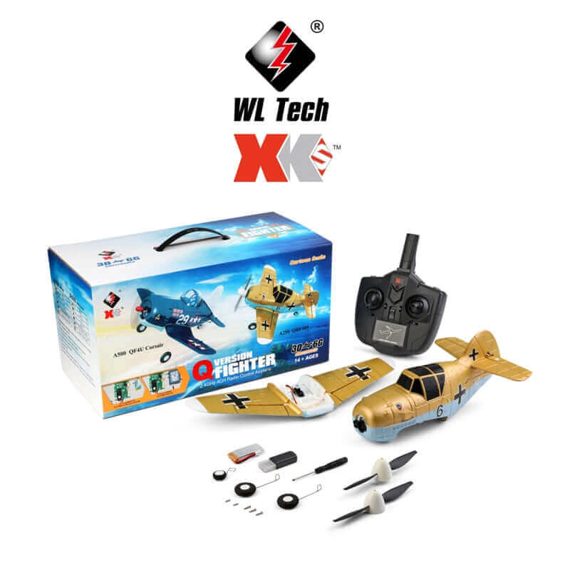 WLtoys XK RC Airplane A500 QF4U Fighter - Four Channel Remote Control Planes 6G Mode Fighter Toys