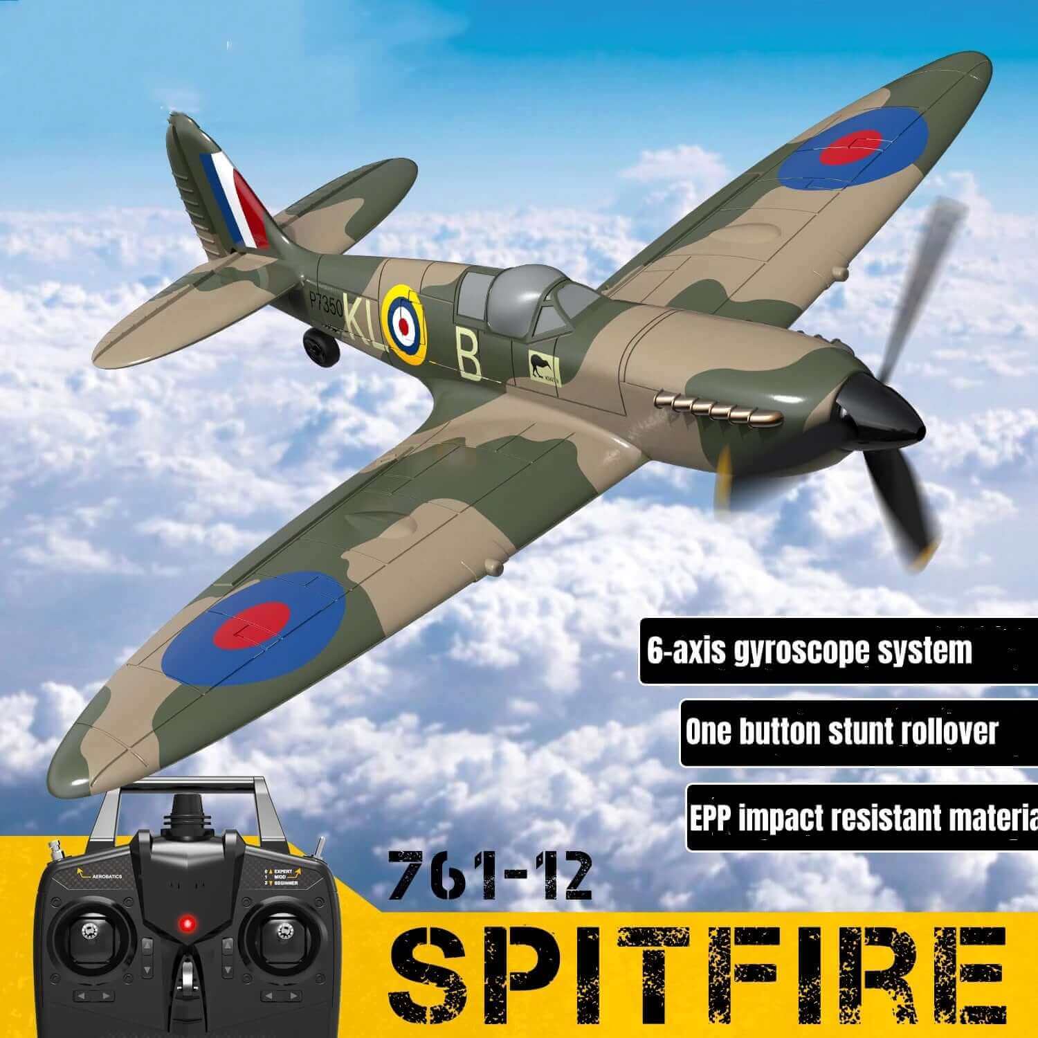 Spitfire RC Airplane: 2.4G 4CH EPP Mini Warbird Plane RTF | Kids toy lover