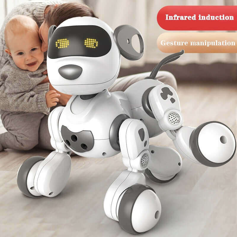 Novo animal de estimação eletrônico RC cão robô inteligente gesto indução controle de voz música dança elétrica pet menino educação infantil brinquedo presente