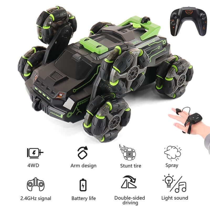 सिक्स व्हील स्प्रे RC स्टंट कार | 4WD स्विंग आर्म ड्रिफ्ट व्हीकल | जेस्चर इंडक्शन डिफॉर्मेशन रिमोट कंट्रोल कार लाइट के साथ | लड़का आरसी खिलौने