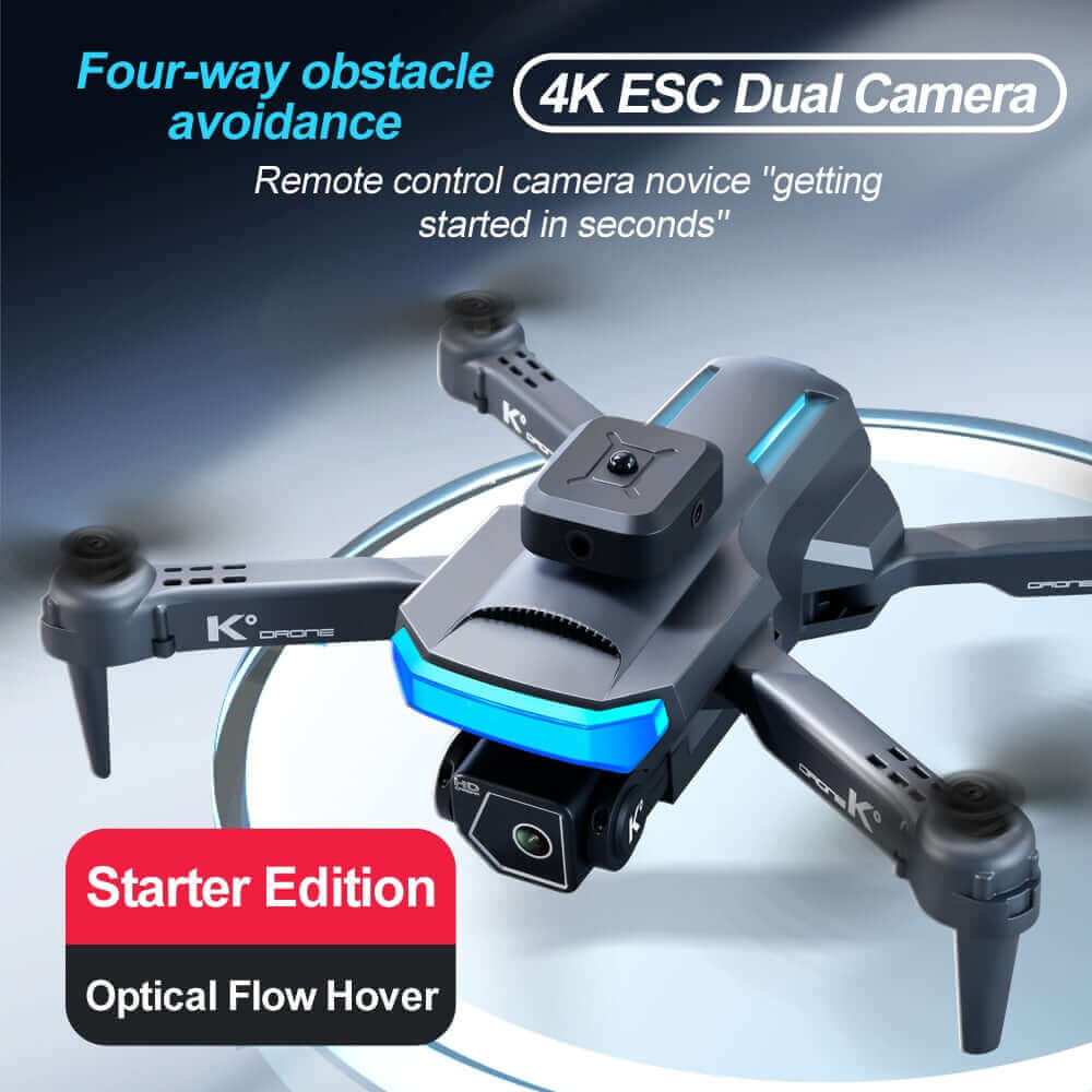 Drone de photographie aérienne 4K à double objectif K-HD - Jouet quadricoptère RC à positionnement de flux optique